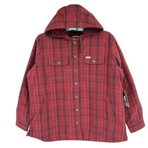 Ariat Rebar Women Flannel Shacket XXL Rosewood Plaid Hooded Quilted Lined NWT